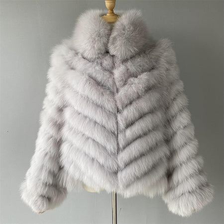 Luxury Real Fox Fur Coat(Reversible) With High-Grade Silk Liner
