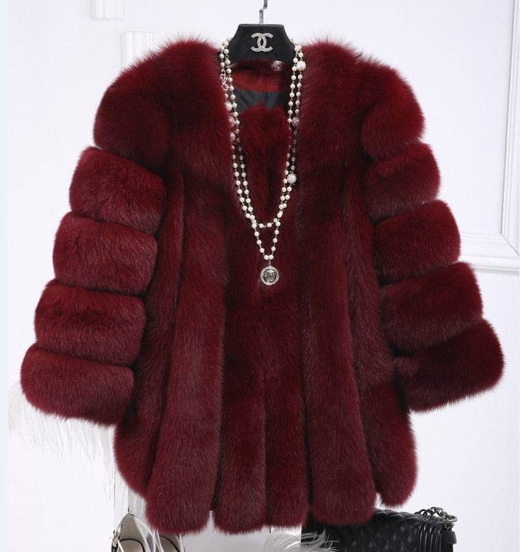 Faux Fur Winter  Elegant Thick Overcoat