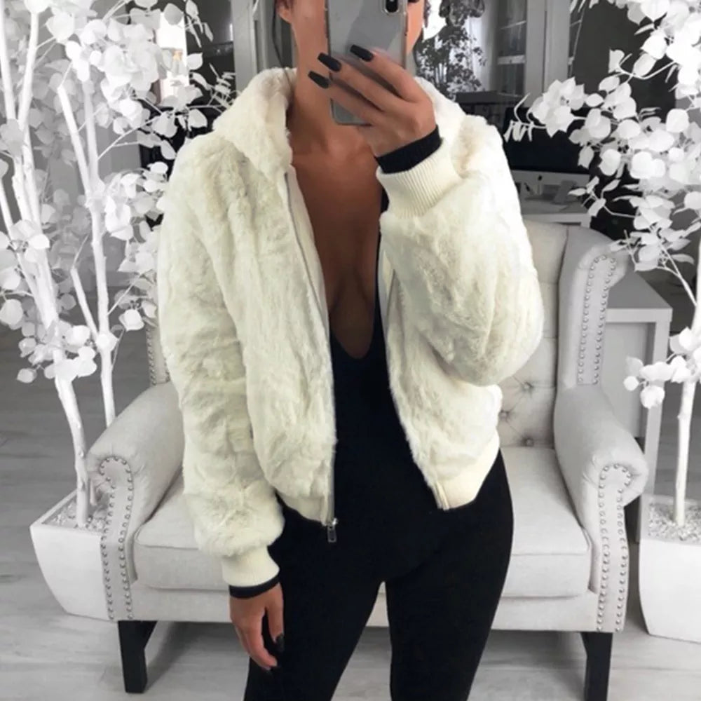 New Faux Fur Coat With Hood