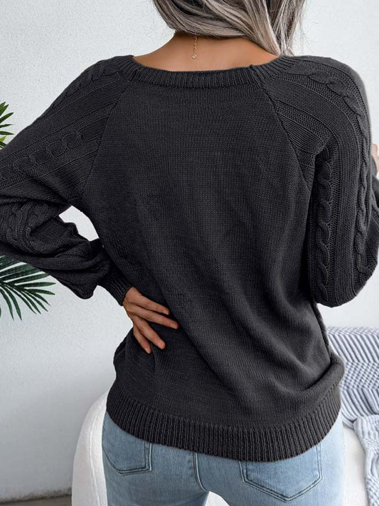 Knitted Acrylic Loose Long Sleeve Sweater