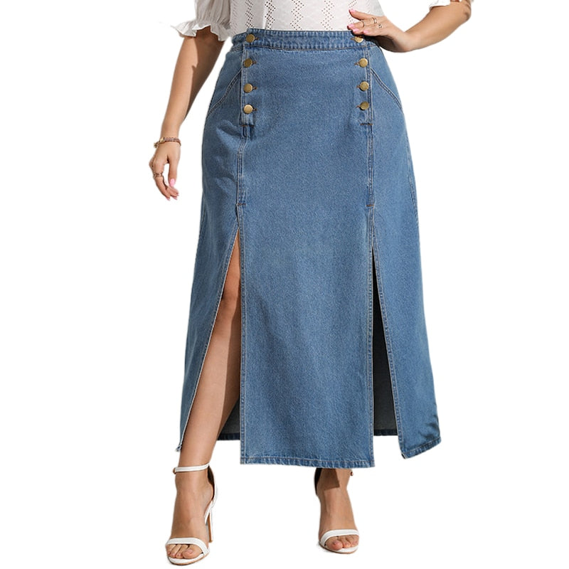 Plus Size Jeans Skirts With Splits