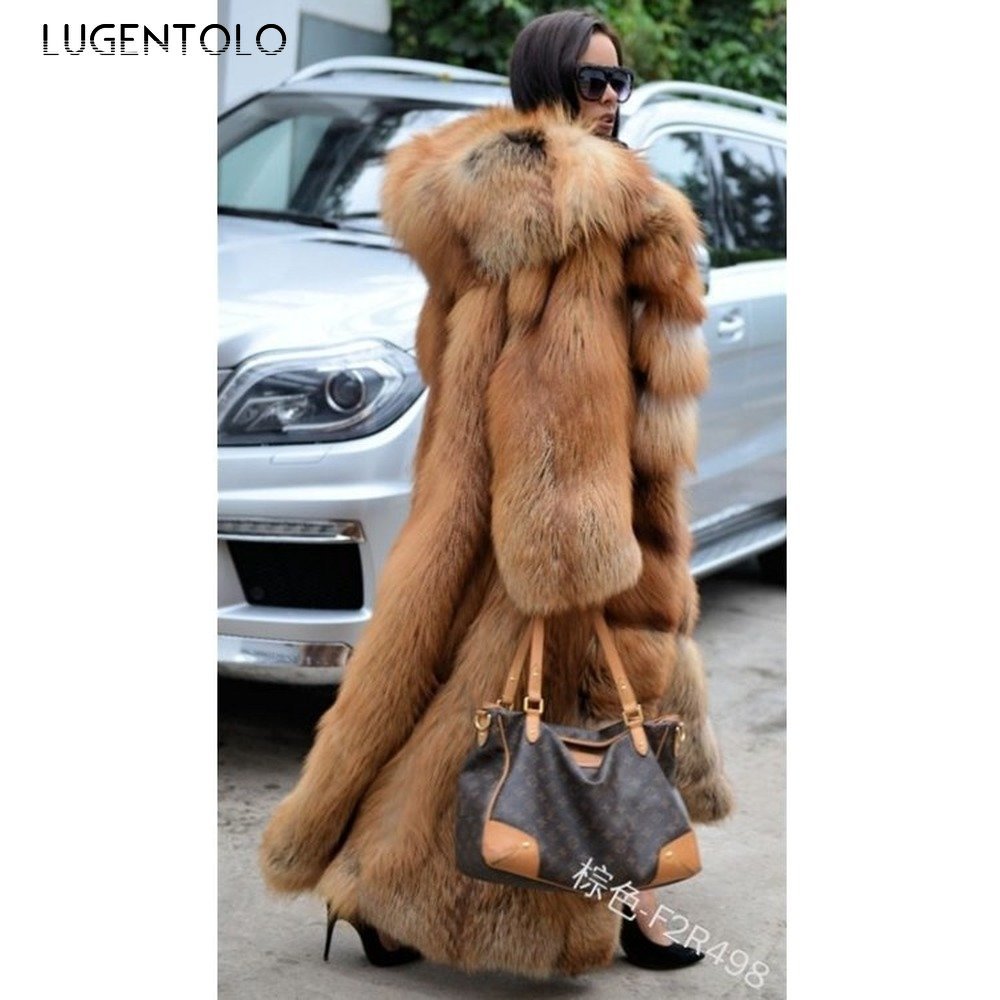 Warm Thick Long Faux Fur Coat With Hood