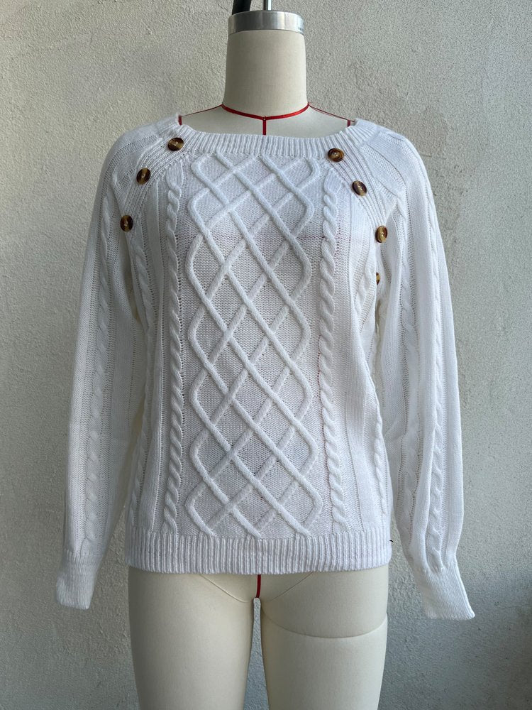 Knitted Acrylic Loose Long Sleeve Sweater