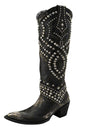 Chunky Heel Rivet Pointed Toe Western Boots