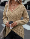 V-neck Knitted Off Shoulder Cross Pullover