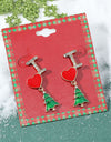Fashion Green Red Color Star Ball Christmas Earring Women