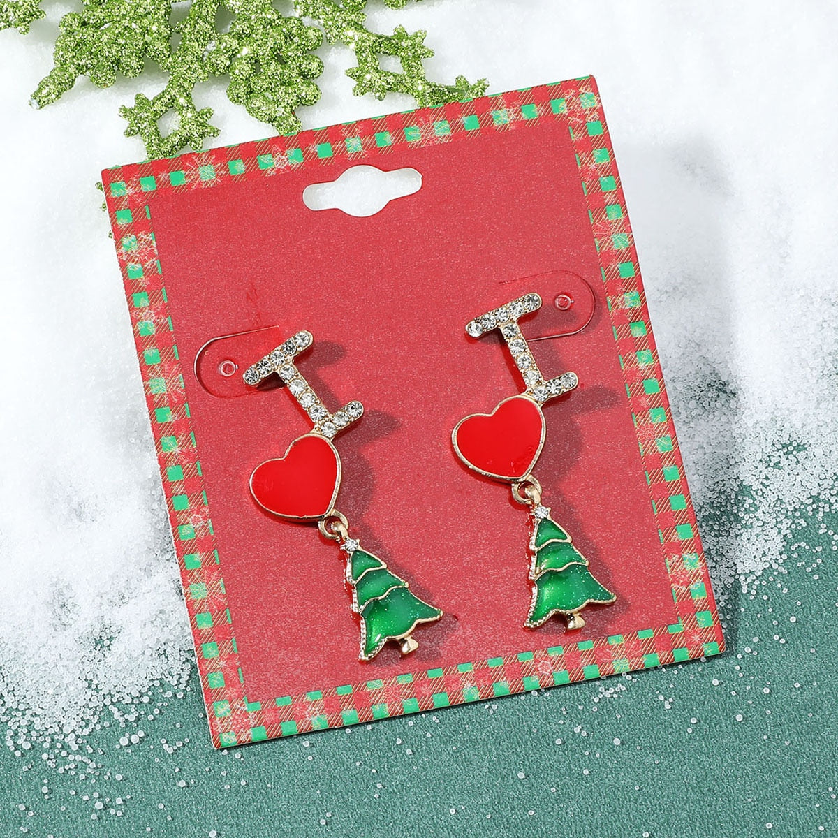 Fashion Green Red Color Star Ball Christmas Earring Women