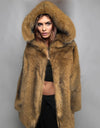 Hooded High Quality Faux Fur Top Coat