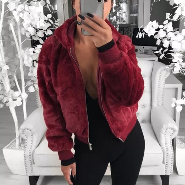 New Faux Fur Coat With Hood