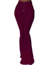 Bell-bottom Solid High Waist Long Pants