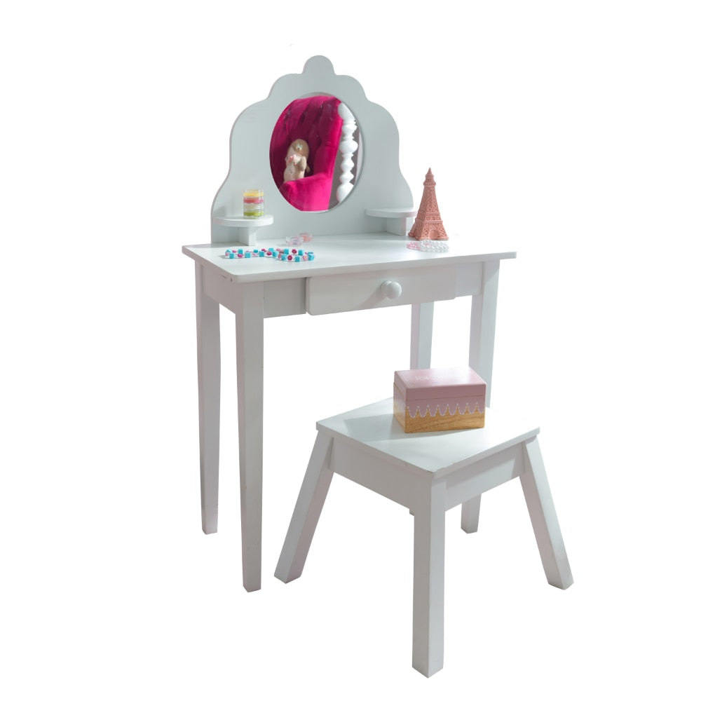 Medium Wooden Bedroom Vanity Stool Dressing Table