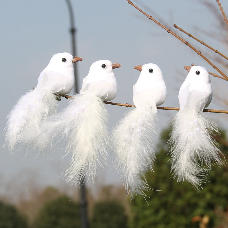 2PC White Simulation Dove Imitation Bird