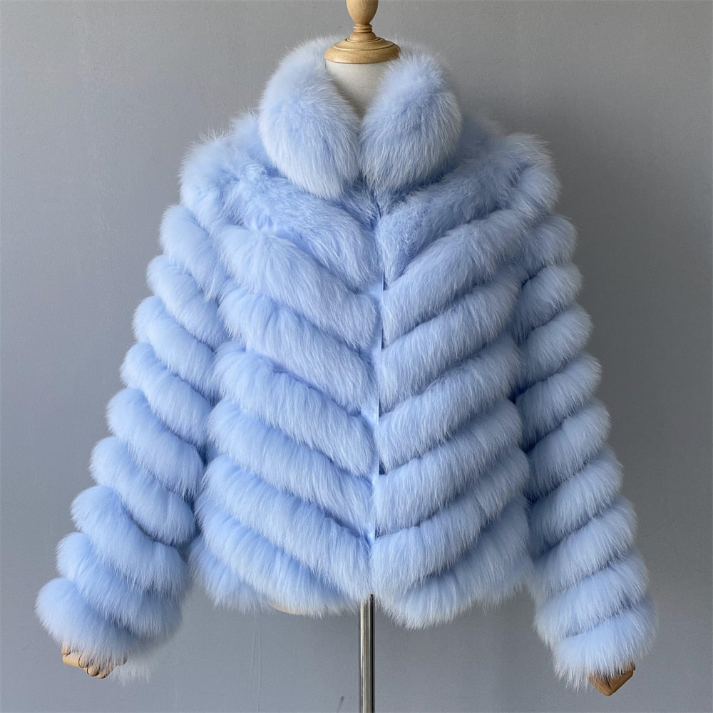 Luxury Real Fox Fur Coat(Reversible) With High-Grade Silk Liner