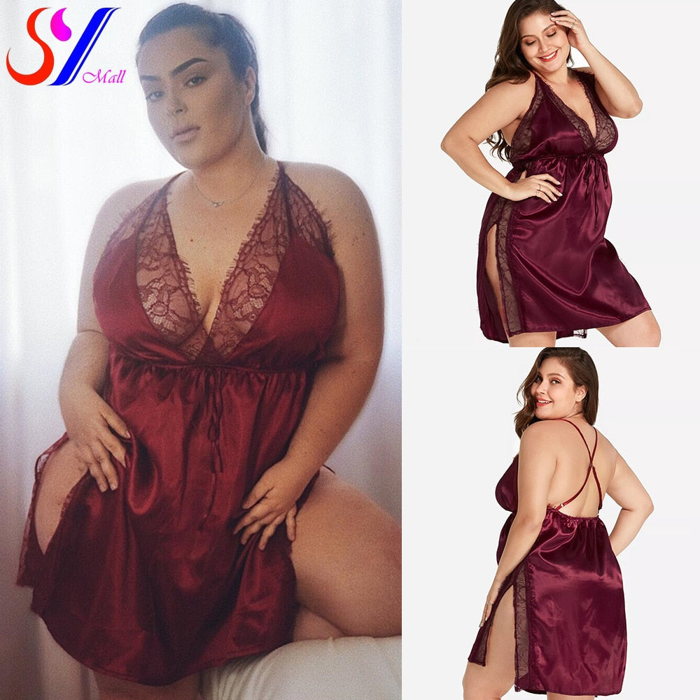 High Quality V-Neck Plus Size Sexy Lingerie Nightwear L-8XL