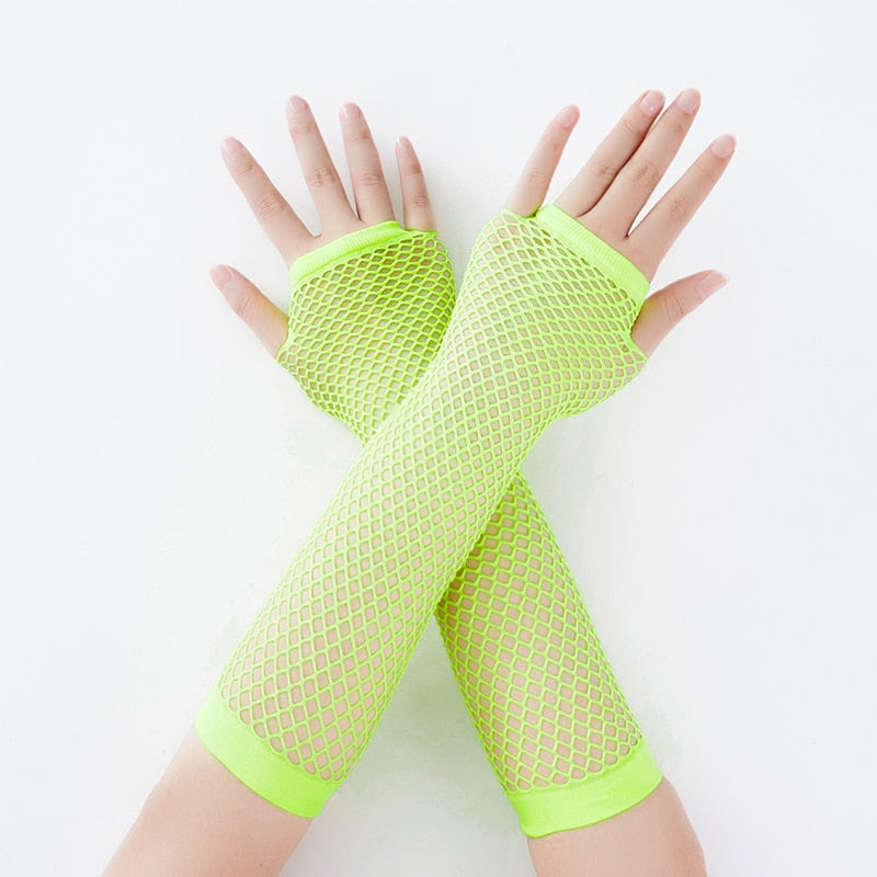 Fishnet Fingerless Long Gloves