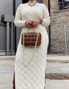 Lace Turtleneck Sweater Maxi Knitted Long Dress