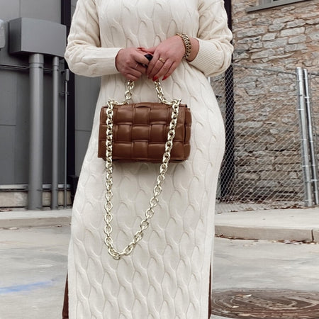 Lace Turtleneck Sweater Maxi Knitted Long Dress