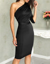 Sleeveless Shoulder Ruffle Hem Twist Slit Dress