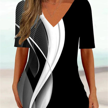 Simple 3d Fashion V-neck T-shirt