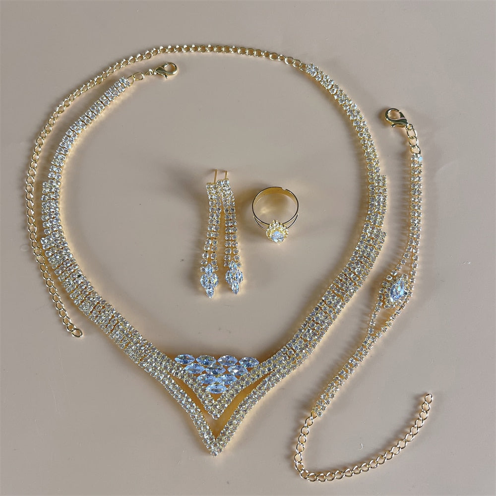 Silver Color Rhinestone Crystal Bridal Jewelry Sets