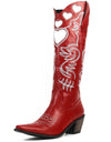 Heart Pointed Toe Embroidery Cowgirl Western Boots