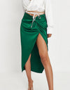 Silk Satin Skirt with Side Slit