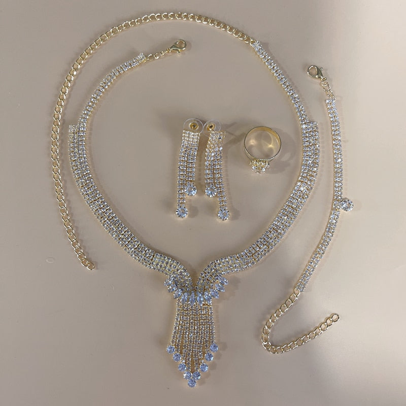 Silver Color Rhinestone Crystal Bridal Jewelry Sets