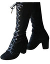 Mid-Calf Lace Up Thick Heels Boots