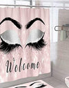 Stylish Rose Gold Eyelash Makeup Print Bath Curtain