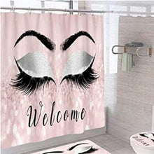 Load image into Gallery viewer, Stylish Rose Gold Eyelash Makeup Print Bath Curtain
