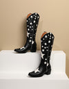 Western New Star Design Slip On Cowgirl Boots Black Brand