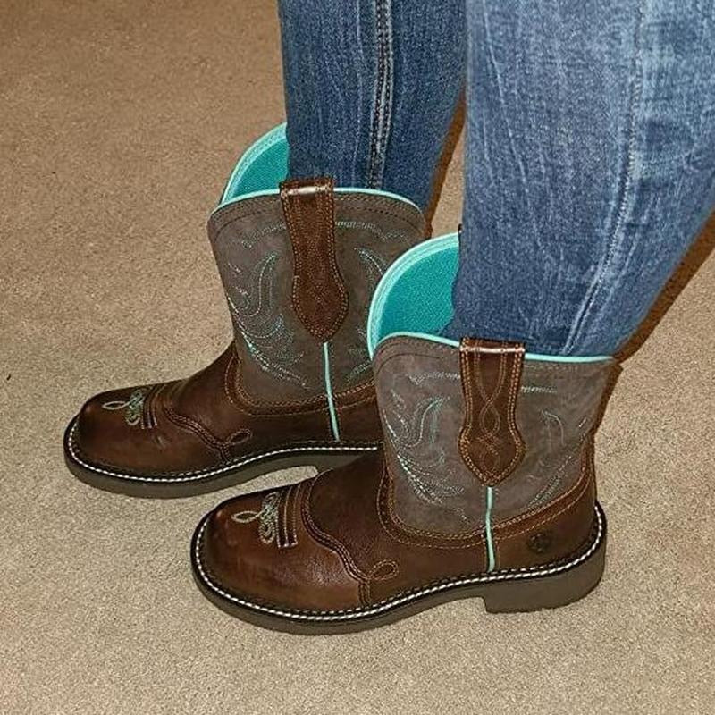 Embroidered Mid-calf Comfort Western Boots