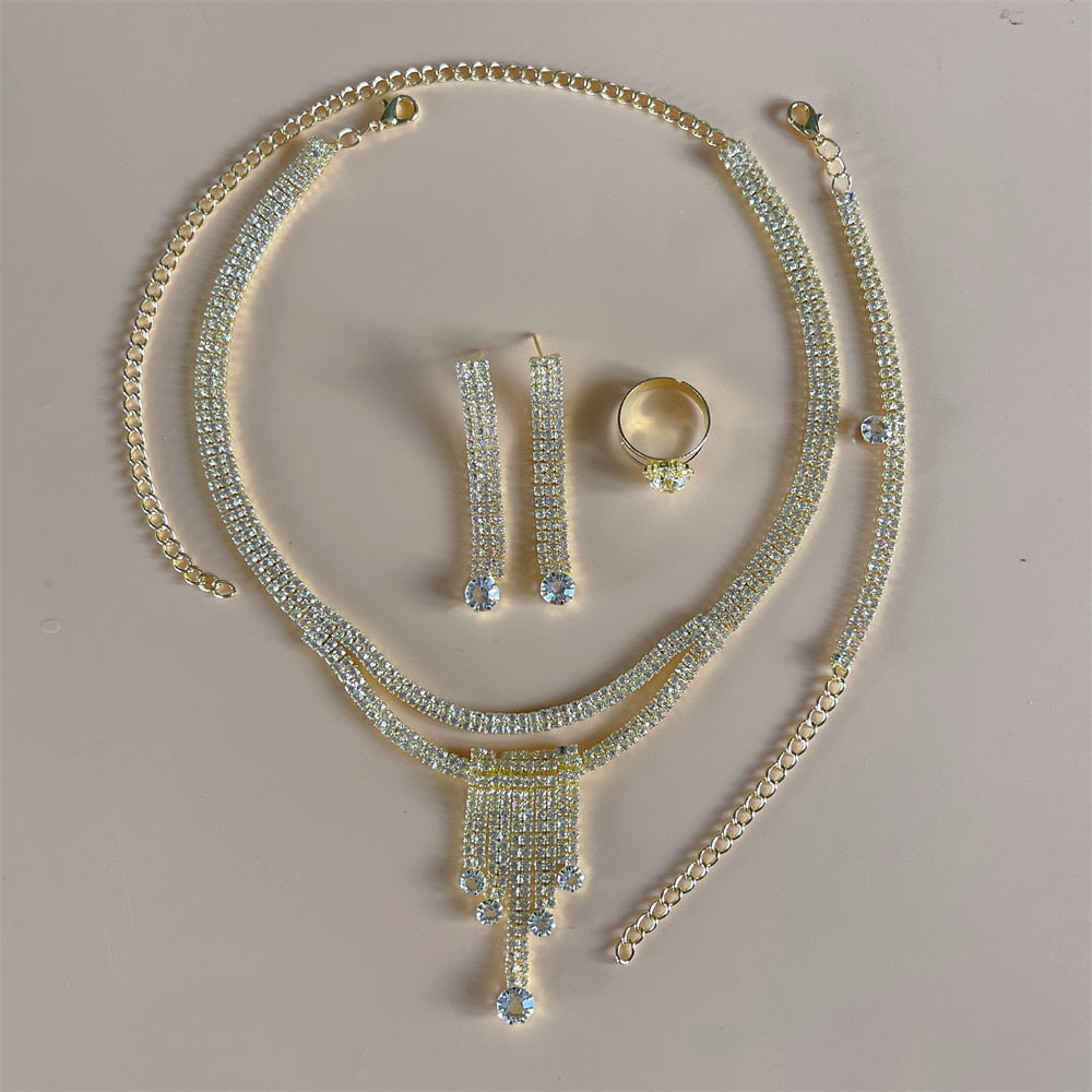 Silver Color Rhinestone Crystal Bridal Jewelry Sets