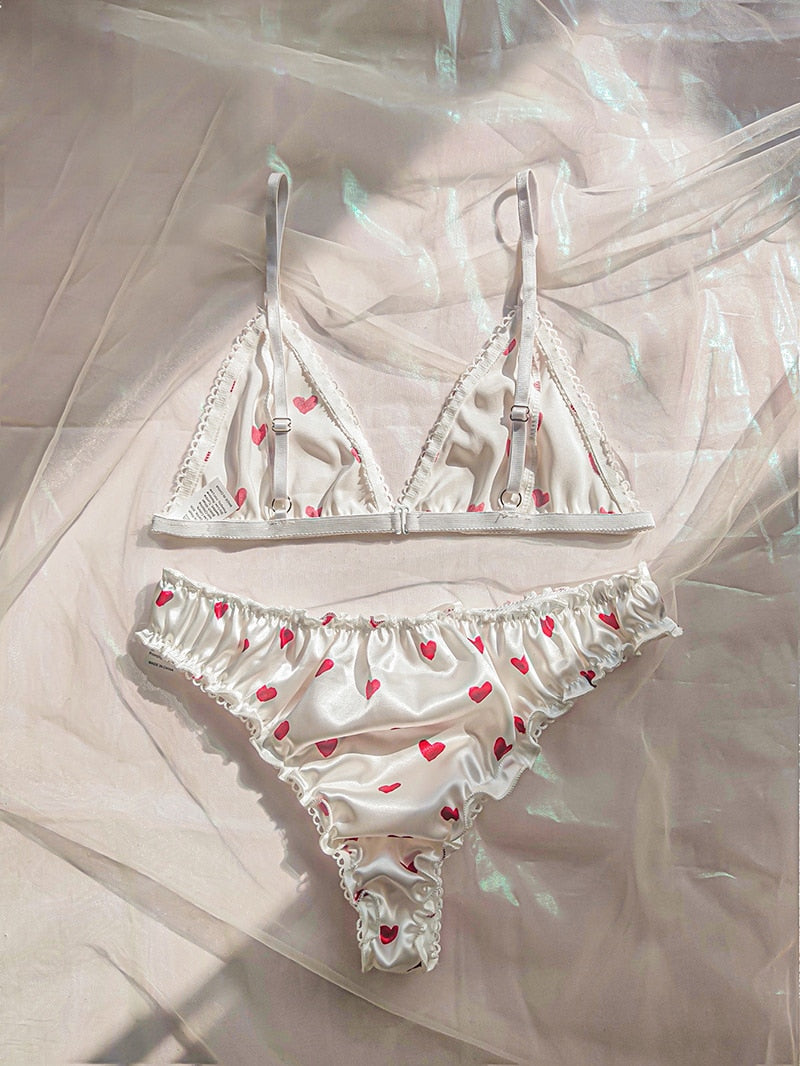 Leechee New Arrivals Women&#39;s Erotic Lingerie Suit Bowknot Sexy Wire Free Lingerie Underwear Two Piece Female White Set