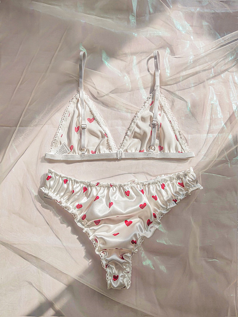 Leechee New Arrivals Women's Erotic Lingerie Suit Bowknot Sexy Wire Free Lingerie Underwear Two Piece Female White Set