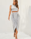 Two Piece Sleeveless Crop Top Summer Skirt