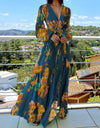 Elegant Chiffon Long Dress With Crossover Belt