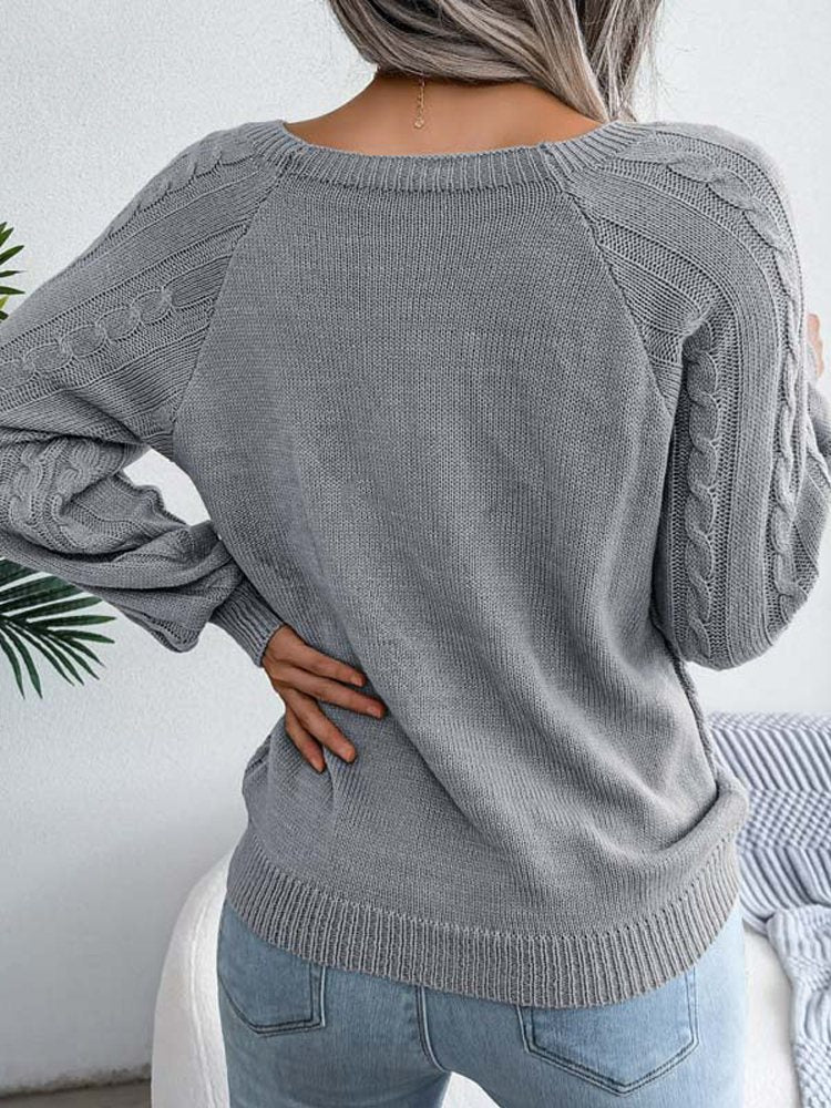 Knitted Acrylic Loose Long Sleeve Sweater