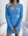Sexy Openwork Twist Waist Hip Skirt Sweater Dress