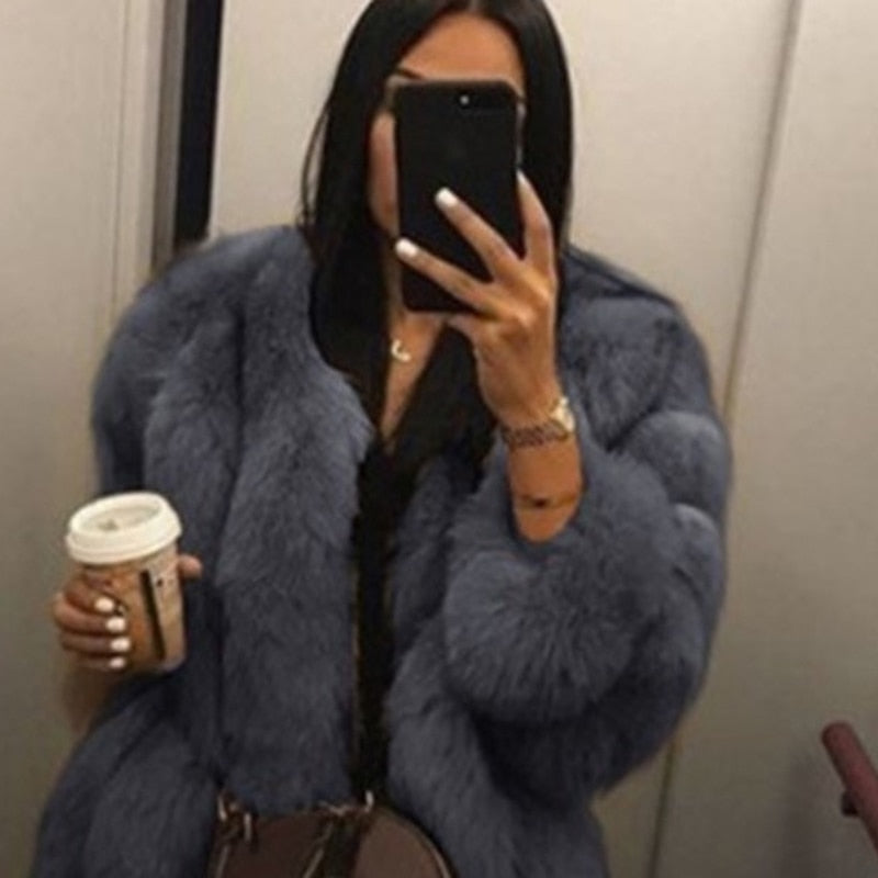 High Quality Elegant Thick Warm Fur Coat