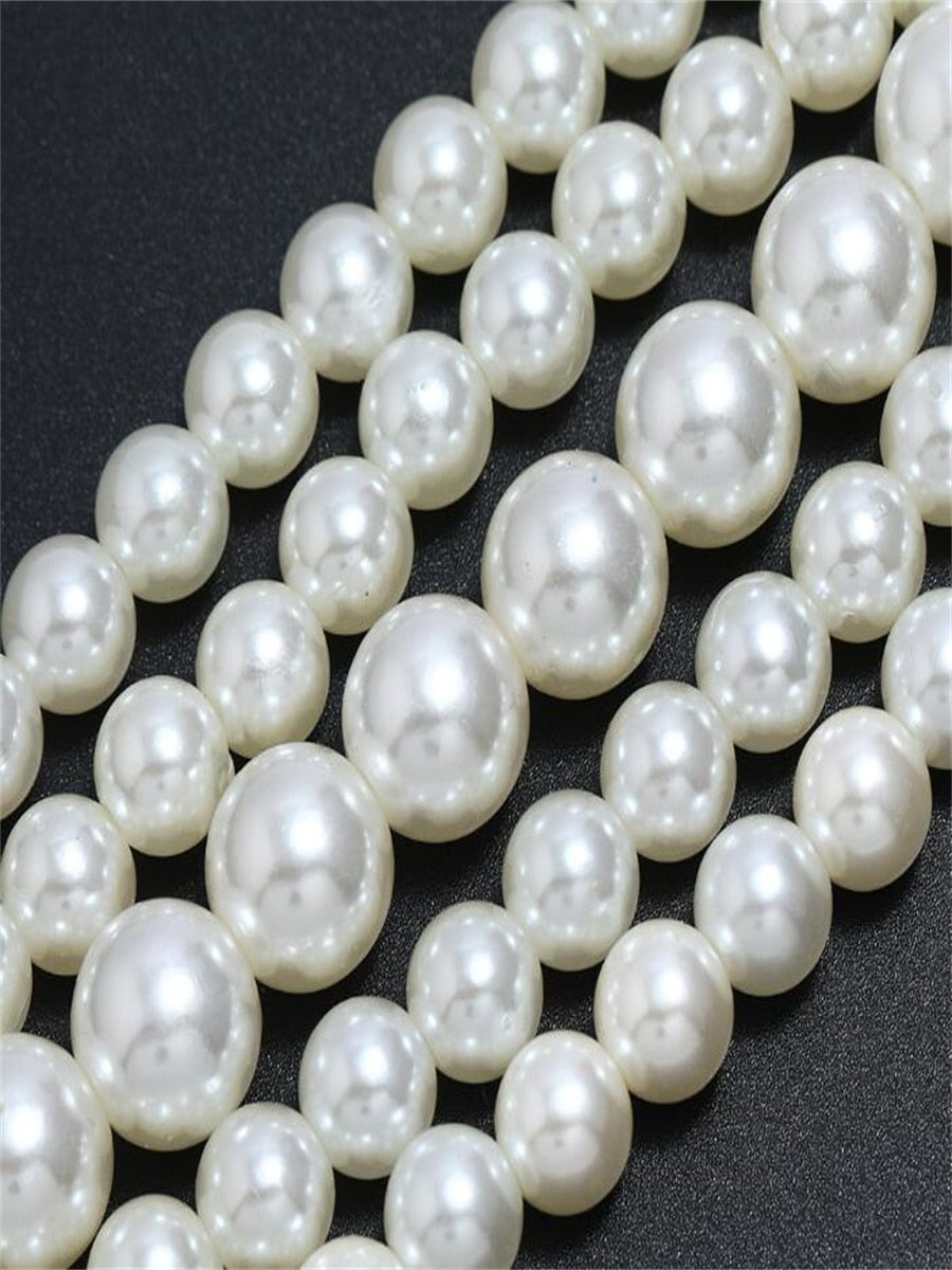 Multi-layer imitation pearl beaded short necklace earring set
