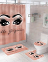 Stylish Rose Gold Eyelash Makeup Print Bath Curtain