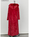 Warm Thick Long Faux Fur Coat With Hood