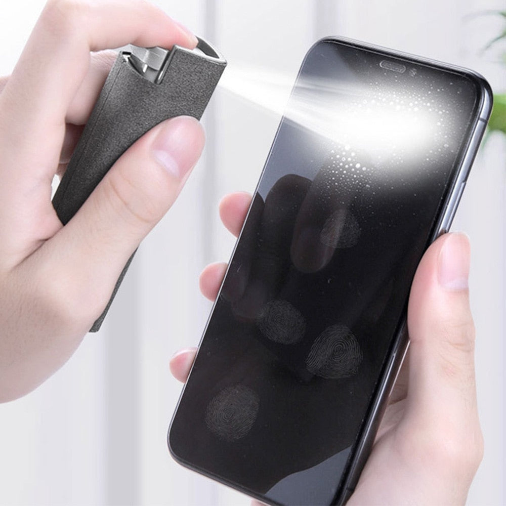 2 In 1 Phone Screen Cleaner Spray  And Dust Removal Microfiber Cloth Set