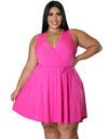 Solid Color V Neck Dress