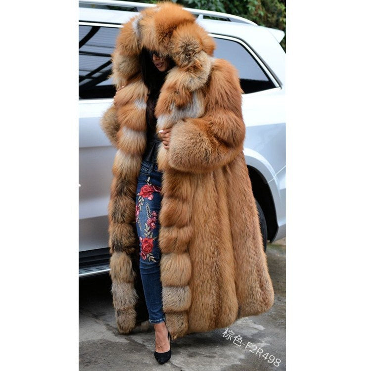 Warm Thick Long Faux Fur Coat With Hood