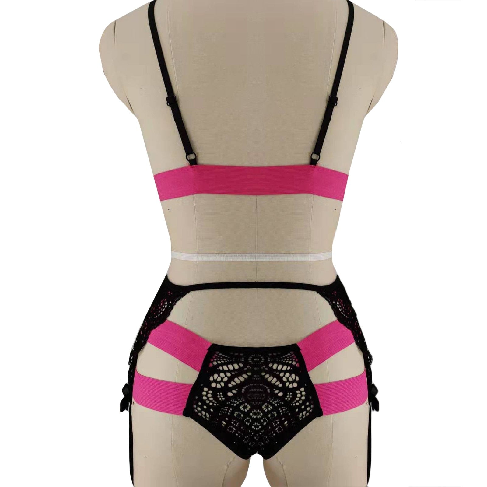 3pc Erotic Lingerie Lace Bra Set