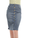 Midi Pencil High Waist Denim Button Skirt