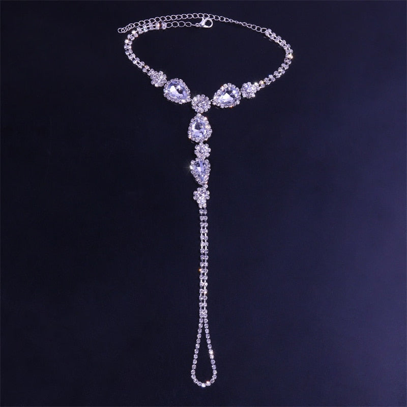 Silver Color/Gold Color Rhinestone Toe Loop Anklet