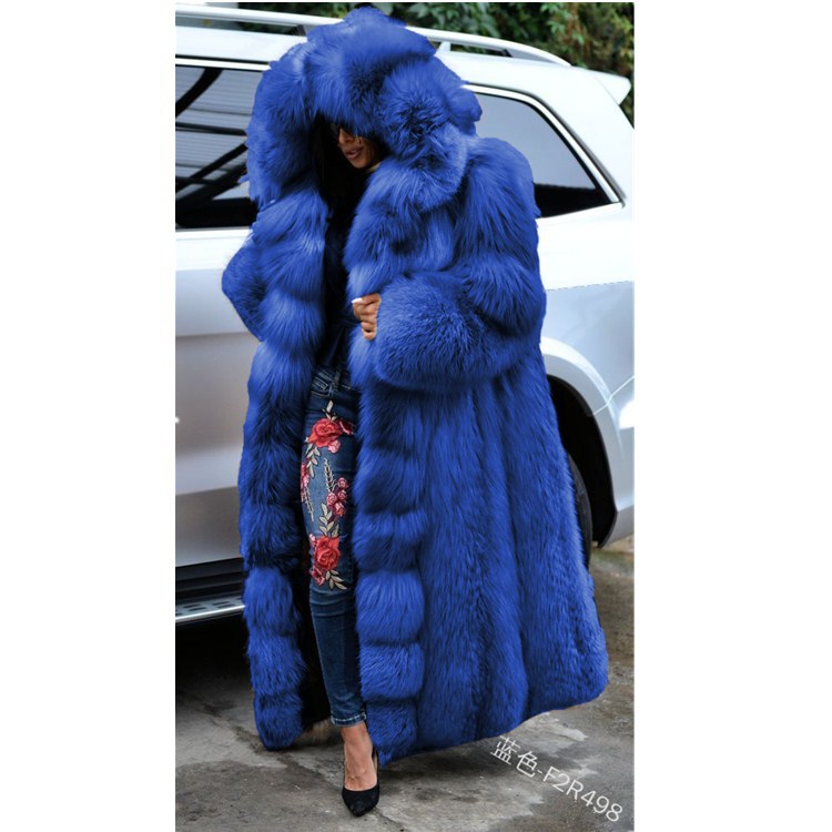 Warm Thick Long Faux Fur Coat With Hood